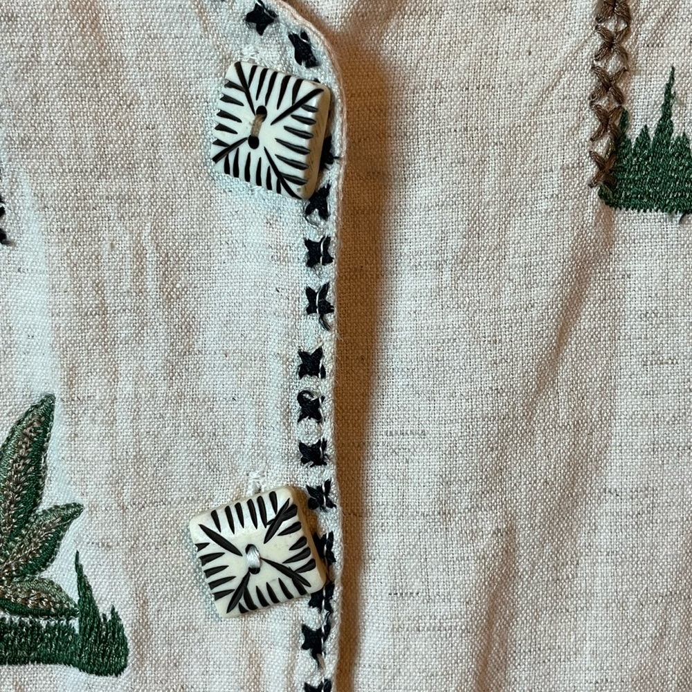 Vintage Safari Embroidered Animal Vest Linen Blend Medium - Picture 3 of 8